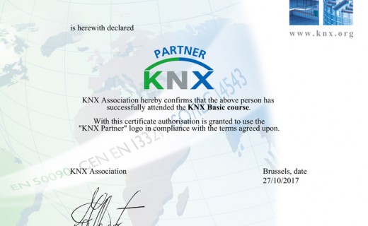 Certificato Knx - Graziano Ingegneria